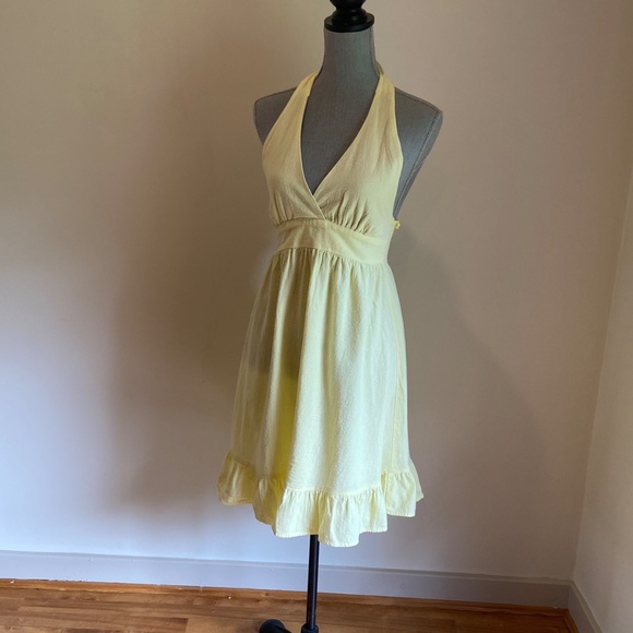 Pale Yellow Halter Sundress - Picture 1 of 6
